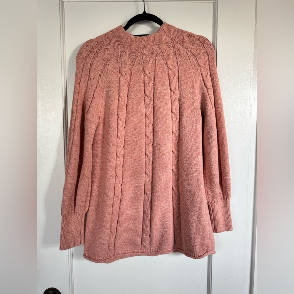 Pink Cable Knit Women's Sweater - Picture 2 of 4